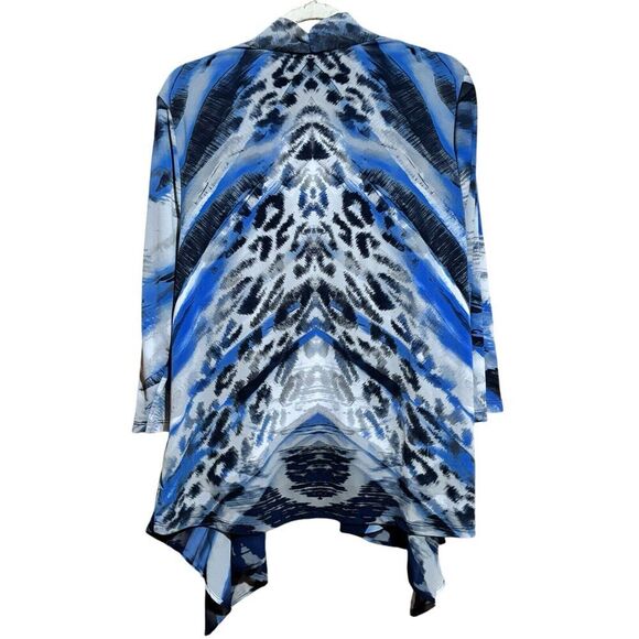 Chicos Travelers Cardigan Womens Large Multicolor Mixed Artsy Print Open Sweater - Picture 6 of 9